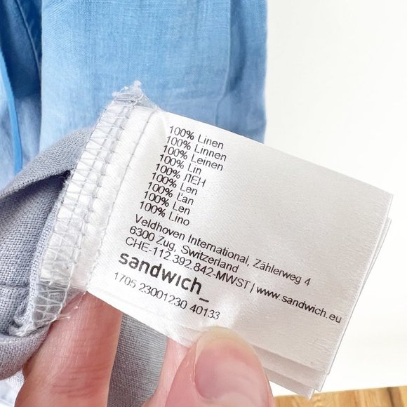 Anthropologie 100% Linen Dip Dye Ombre Mini Midi Dress Casual Sun Summer Pockets - Picture 7 of 10